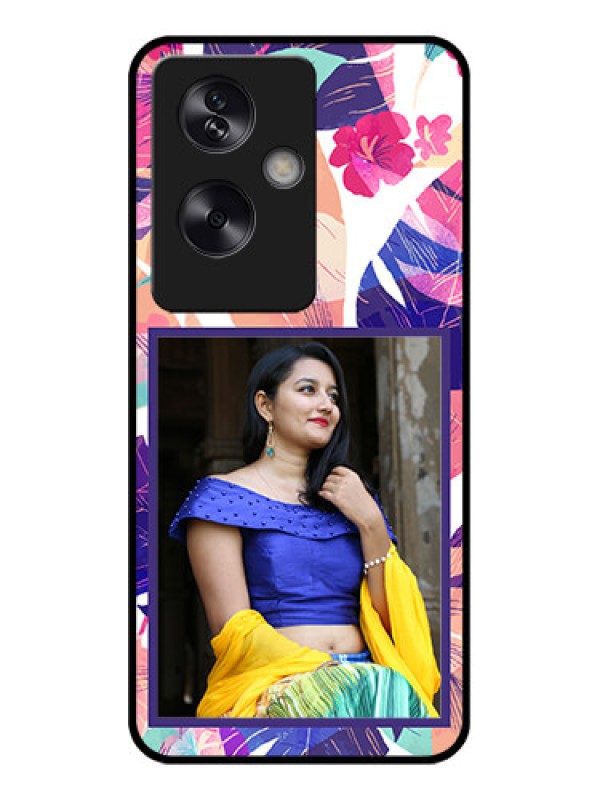 Custom Oppo A79 5G Custom Glass Phone Case - Abstract Floral Design