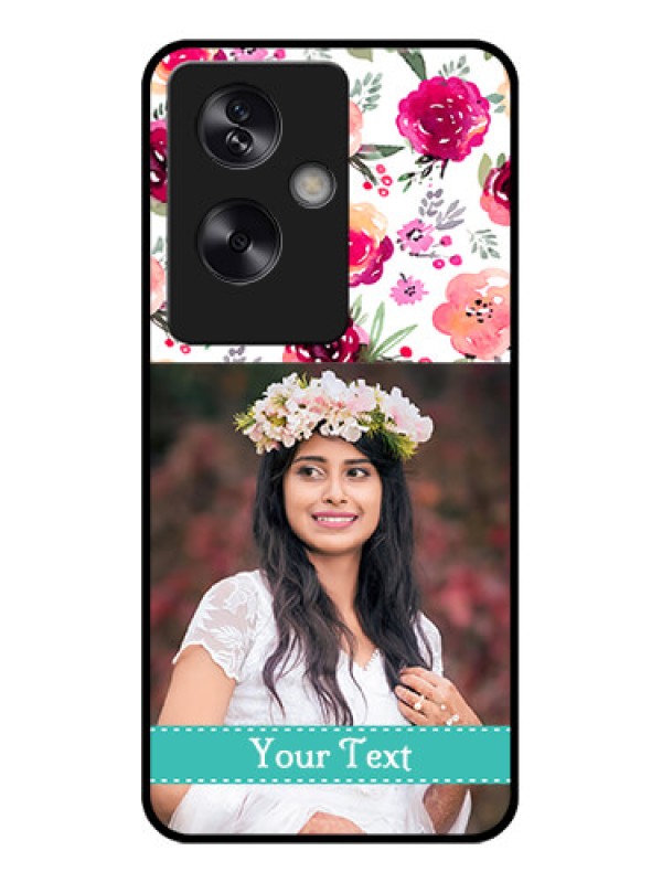 Custom Oppo A79 5G Custom Glass Phone Case - Water Colors Floral Design