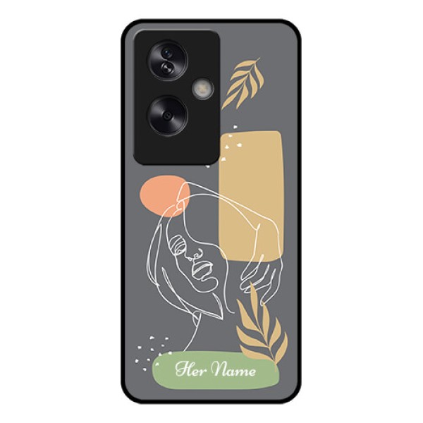 Oppo A79 5G Custom Glass Phone Case - Gazing Woman Line Art Design Oppo A79 5G Custom Glass Phone Case - Gazing Woman Line Art Design