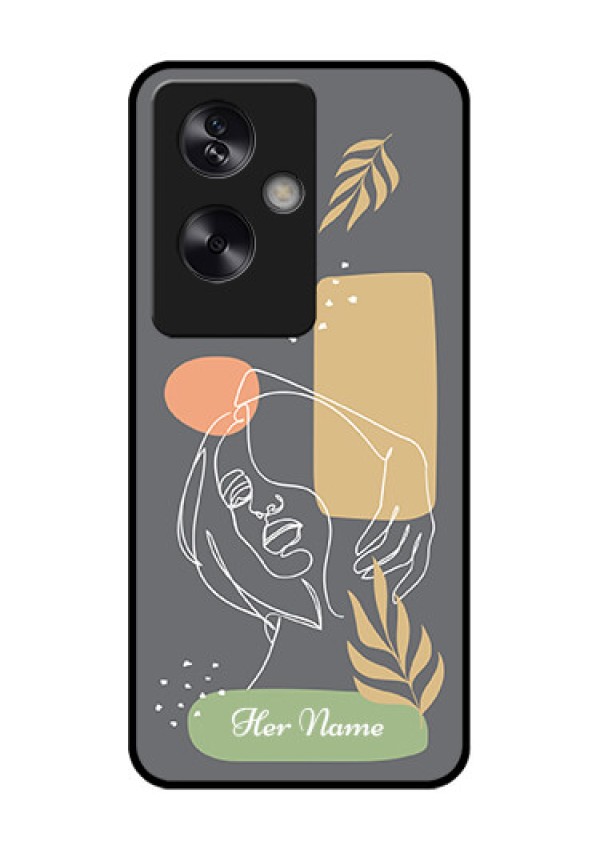 Oppo A79 5G Custom Glass Phone Case - Gazing Woman Line Art Design