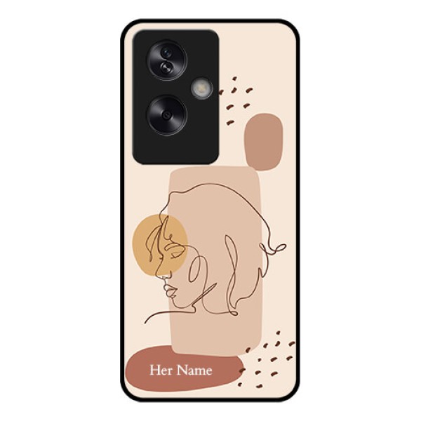 Oppo A79 5G Custom Glass Phone Case - Calm Woman Line Art Design Oppo A79 5G Custom Glass Phone Case - Calm Woman Line Art Design