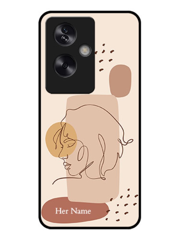 Custom Oppo A79 5G Custom Glass Phone Case - Calm Woman Line Art Design