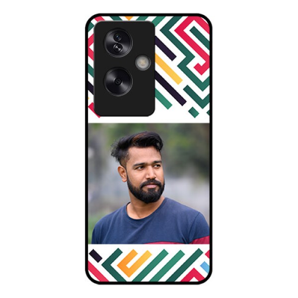 Oppo A79 5G Custom Glass Phone Case - Colorful Maze Pattern Design Oppo A79 5G Custom Glass Phone Case - Colorful Maze Pattern Design