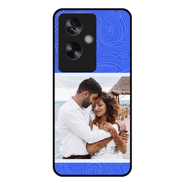 Oppo A79 5G Custom Glass Phone Case - Curved Line Art With Blue And White Design