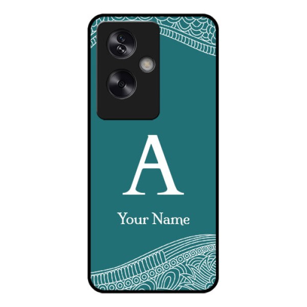 Oppo A79 5G Custom Glass Phone Case - Line Art Pattern With Custom Name Design