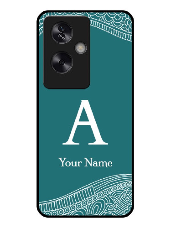 Custom Oppo A79 5G Custom Glass Phone Case - Line Art Pattern With Custom Name Design