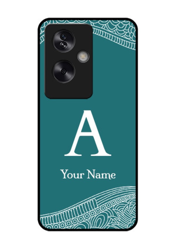 Oppo A79 5G Custom Glass Phone Case - Line Art Pattern With Custom Name Design