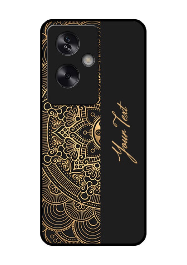 Oppo A79 5G Custom Glass Phone Case - Mandala Art With Custom Text Design