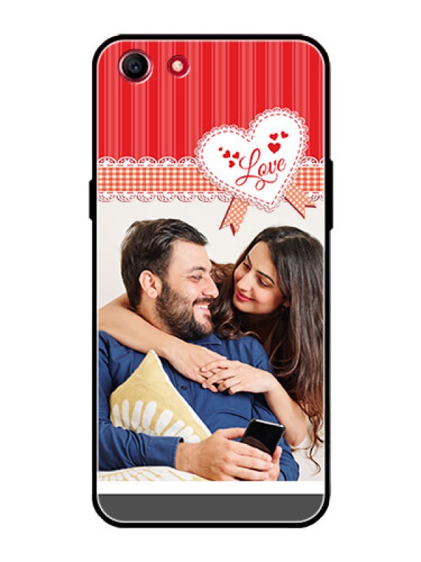 Custom Oppo A83 Custom Glass Mobile Case  - Red Love Pattern Design