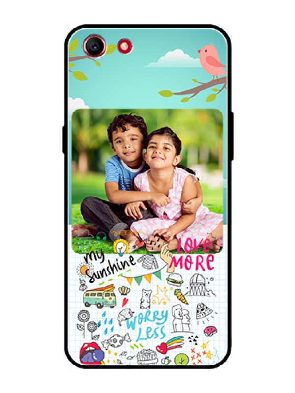 Custom Oppo A83 Photo Printing on Glass Case  - Doodle love Design