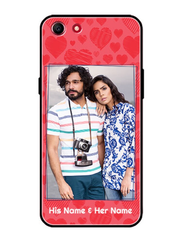 Custom Oppo A83 Photo Printing on Glass Case  - with Red Heart Symbols Design
