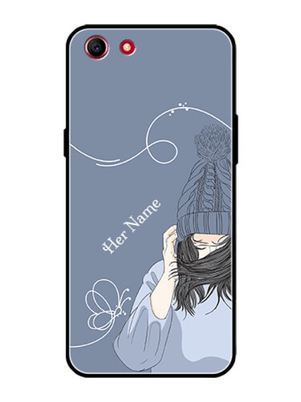 Custom Oppo A83 Custom Glass Mobile Case - Girl in winter outfit Design