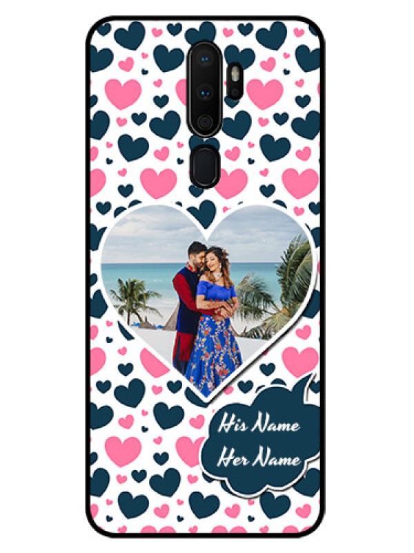 Custom Oppo A9 2020 Custom Glass Phone Case  - Pink & Blue Heart Design
