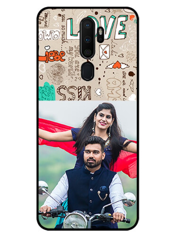 Custom Oppo A9 2020 Custom Glass Phone Case  - Love Doodle Pattern 