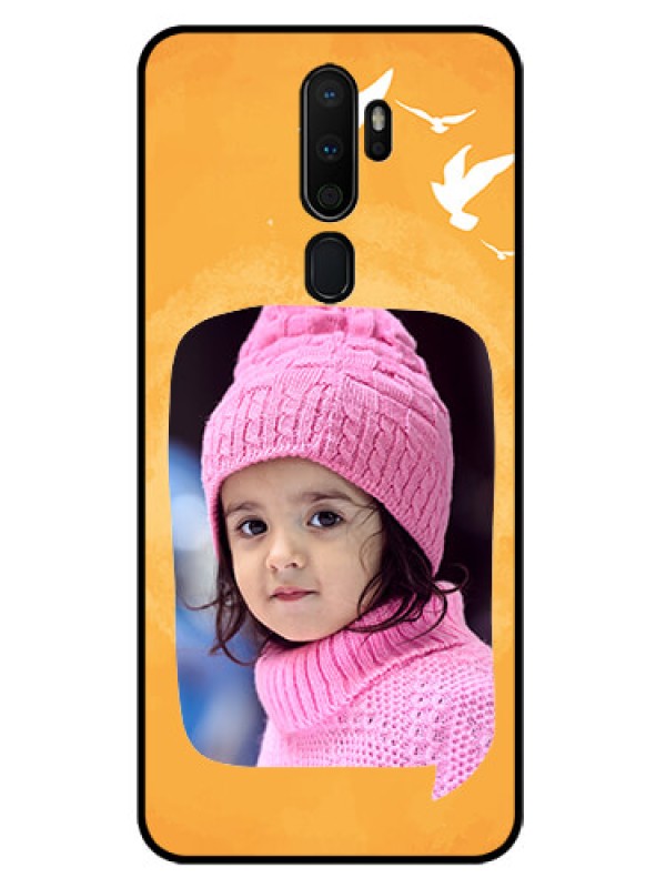 Custom Oppo A9 2020 Personalized Glass Phone Case  - Water Color Design with Bird Icons