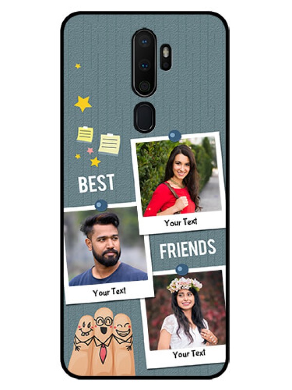 Custom Oppo A9 2020 Personalized Glass Phone Case  - Sticky Frames and Friendship Design