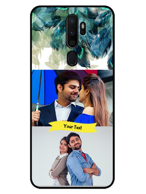 Custom Oppo A9 2020 Personalized Glass Phone Case  - Image with Boho Peacock Feather Design