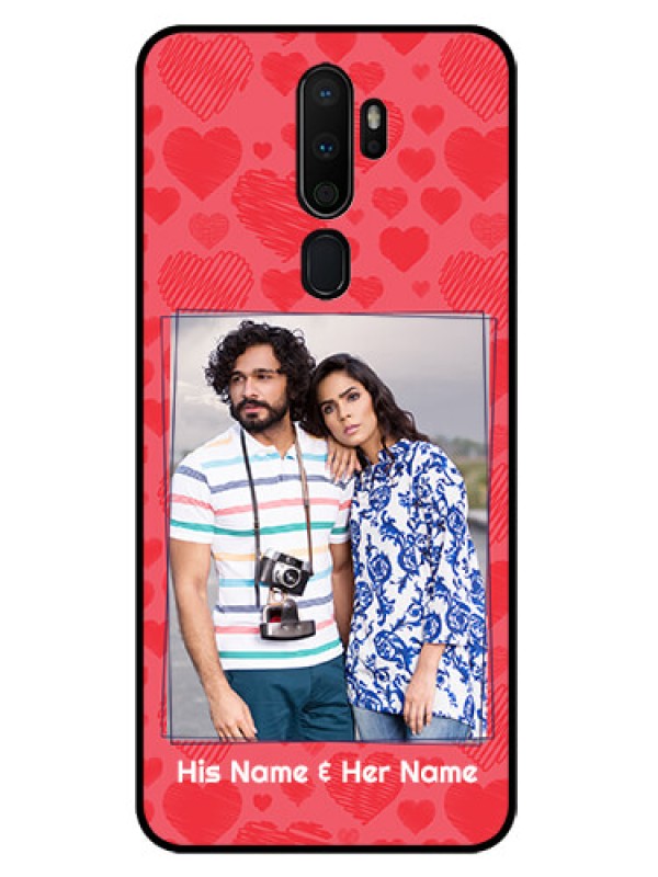 Custom Oppo A9 2020 Photo Printing on Glass Case  - with Red Heart Symbols Design