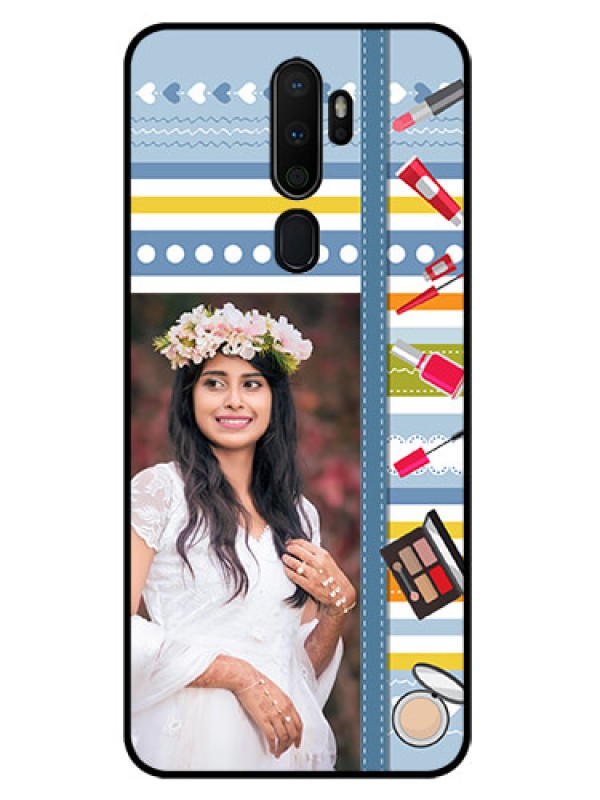 Custom Oppo A9 2020 Personalized Glass Phone Case  - Makeup Icons Design