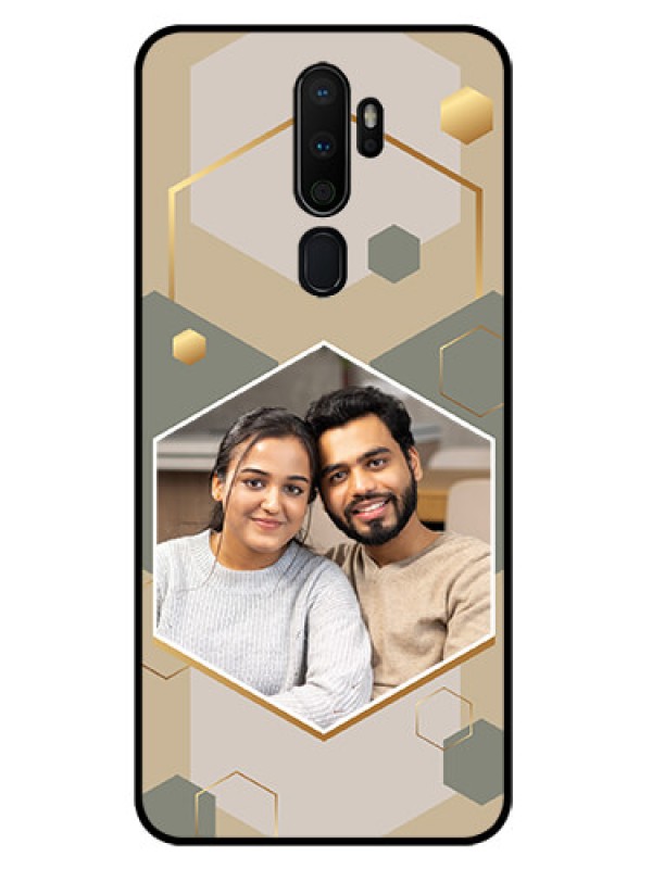 Custom Oppo A9 2020 Photo Printing on Glass Case - Stylish Hexagon Pattern Design