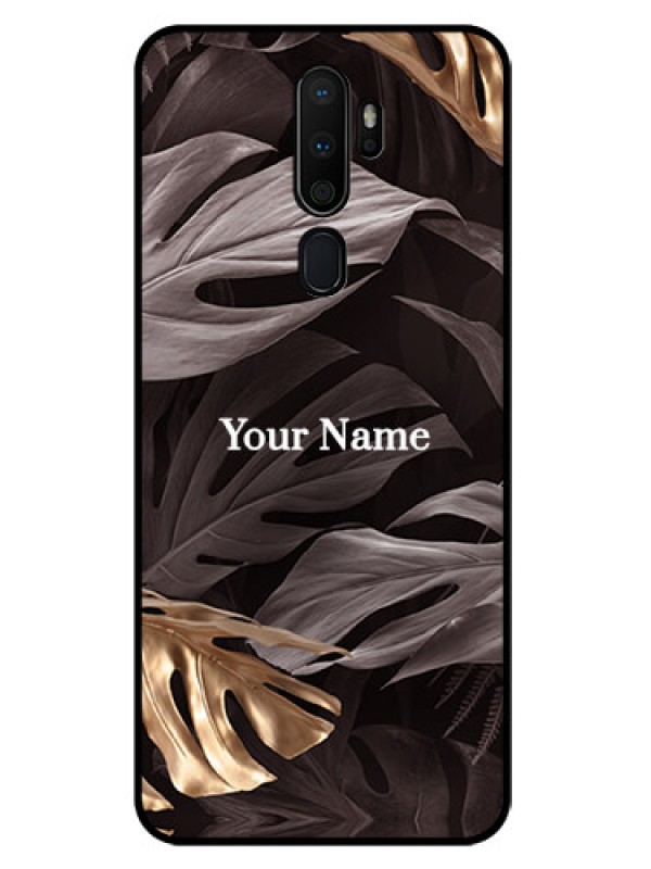 Custom Oppo A9 2020 Personalised Glass Phone Case - Wild Leaves digital paint Design