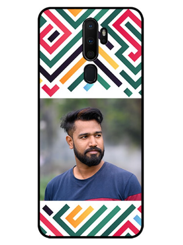 Custom Oppo A9 2020 Personalized Glass Phone Case - Colorful Maze Pattern Design