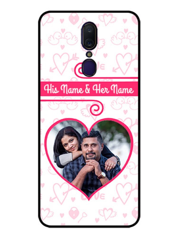 Custom Oppo A9 Personalized Glass Phone Case  - Heart Shape Love Design