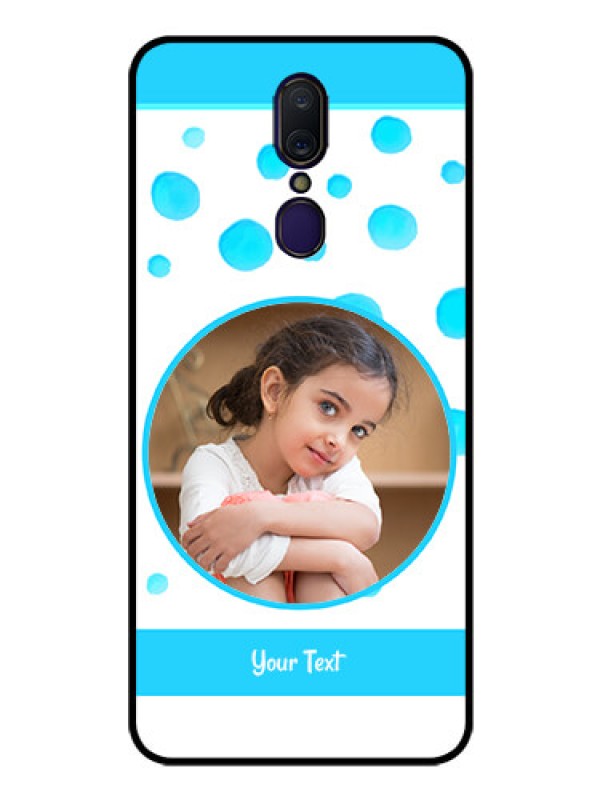 Custom Oppo A9 Photo Printing on Glass Case  - Blue Bubbles Pattern Design