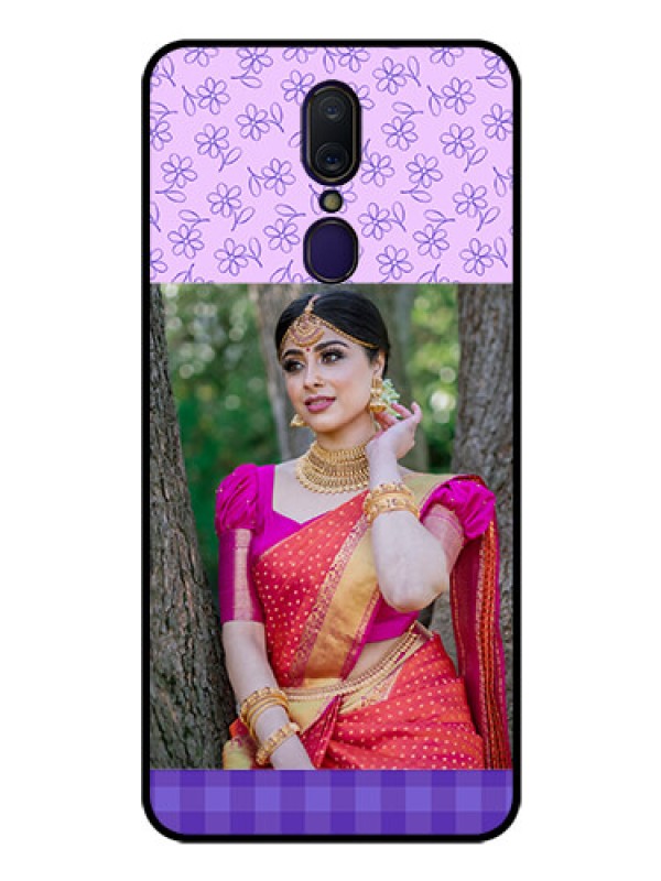 Custom Oppo A9 Custom Glass Phone Case  - Purple Floral Design