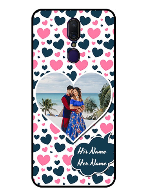 Custom Oppo A9 Custom Glass Phone Case  - Pink & Blue Heart Design