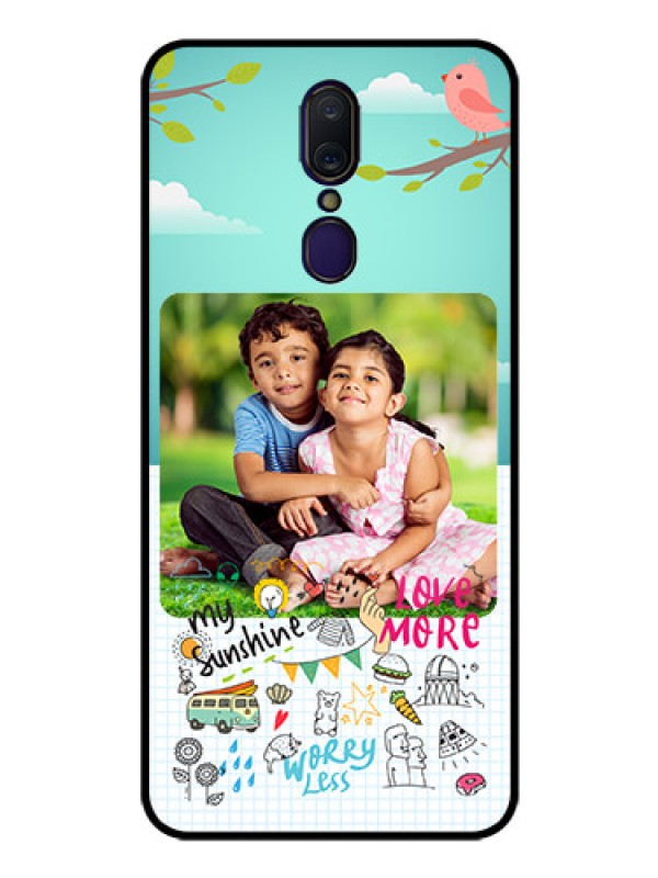 Custom Oppo A9 Photo Printing on Glass Case  - Doodle love Design