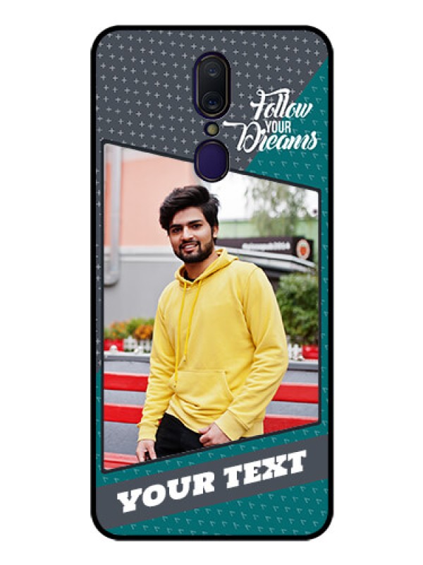 Custom Oppo A9 Personalized Glass Phone Case  - Background Pattern Design with Quote
