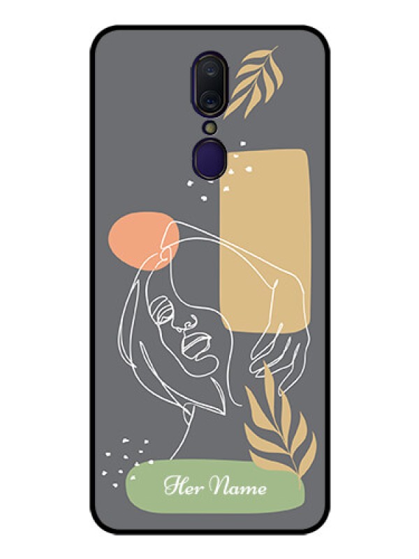 Custom Oppo A9 Custom Glass Phone Case - Gazing Woman line art Design