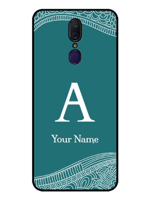 Custom Oppo A9 Personalized Glass Phone Case - line art pattern with custom name Design