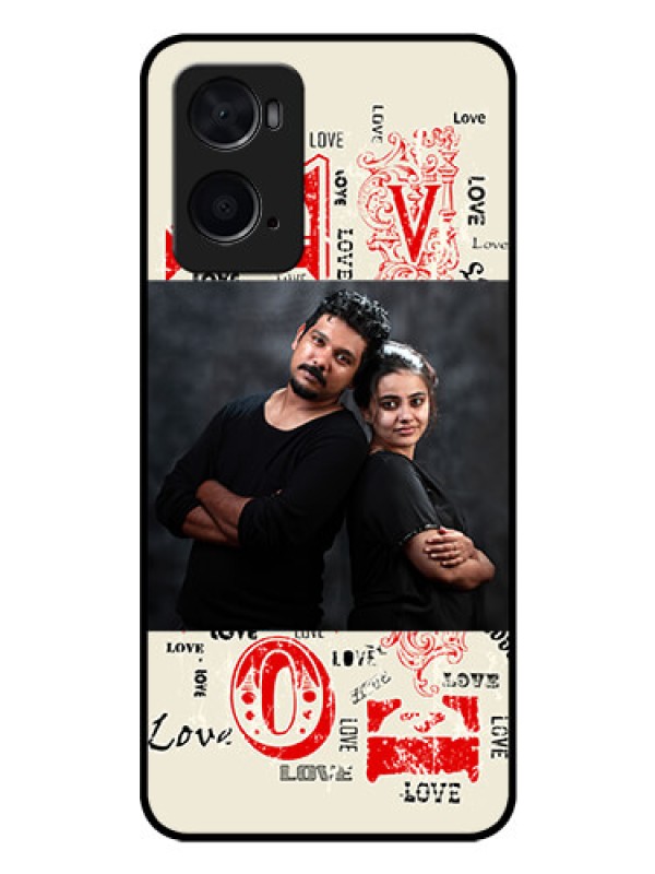 Custom Oppo A96 Photo Printing on Glass Case - Trendy Love Design Case