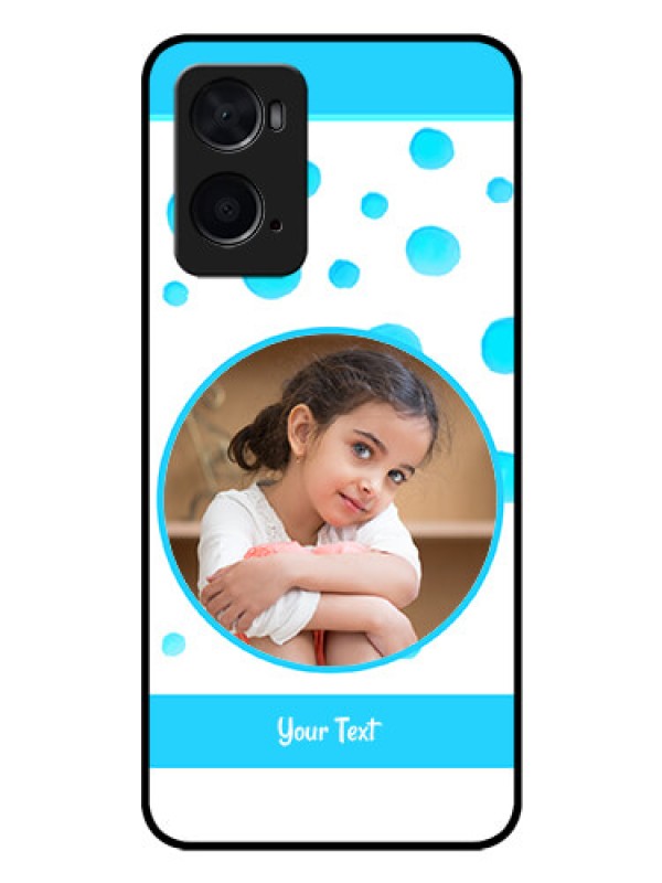 Custom Oppo A96 Photo Printing on Glass Case - Blue Bubbles Pattern Design