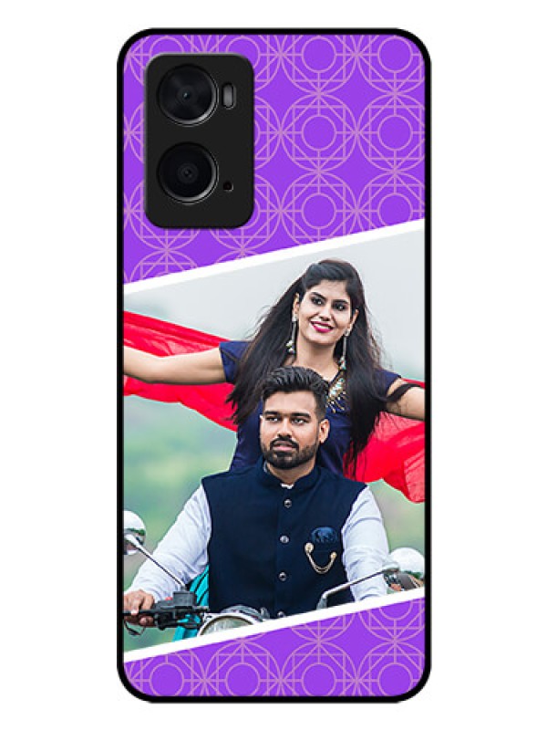 Custom Oppo A96 Custom Glass Phone Case - Violet Pattern Design