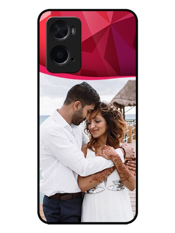 Custom Oppo A96 Custom Glass Mobile Case - Red Abstract Design