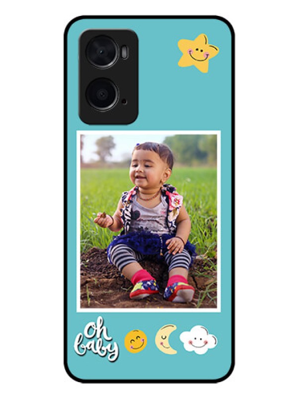 Custom Oppo A96 Personalized Glass Phone Case - Smiley Kids Stars Design