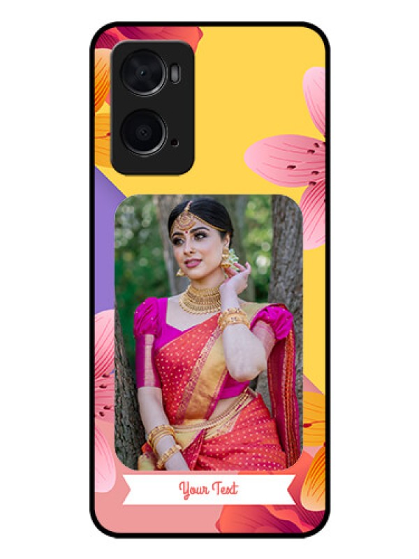 Custom Oppo A96 Custom Glass Mobile Case - 3 Image With Vintage Floral Design