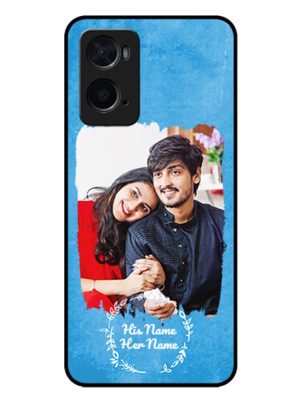 Custom Oppo A96 Custom Glass Phone Case - Blue Color Vintage Design