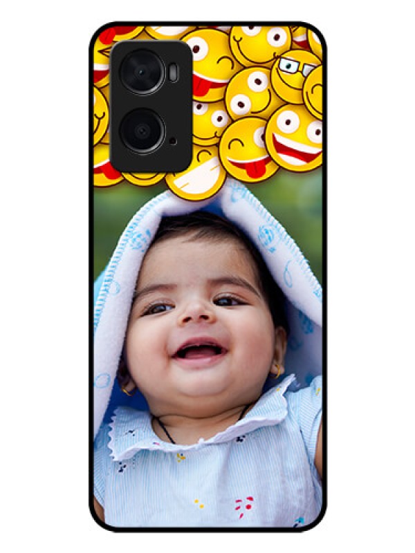 Custom Oppo A96 Custom Glass Mobile Case - with Smiley Emoji Design