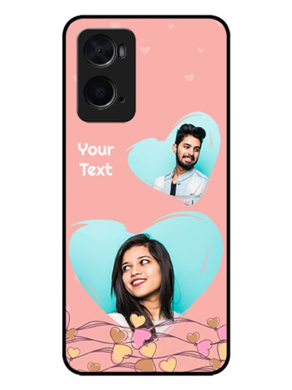 Custom Oppo A96 Custom Glass Mobile Case - Love Doodle Design
