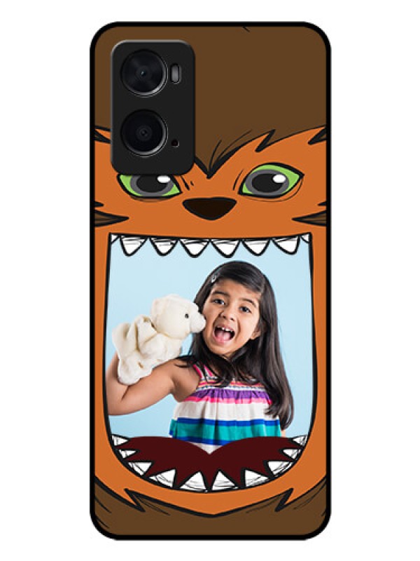 Custom Oppo A96 Photo Printing on Glass Case - Owl Monster Back Case Design