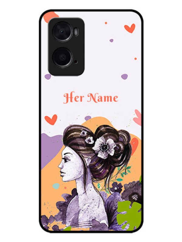 Custom Oppo A96 Personalized Glass Phone Case - Woman And Nature Design