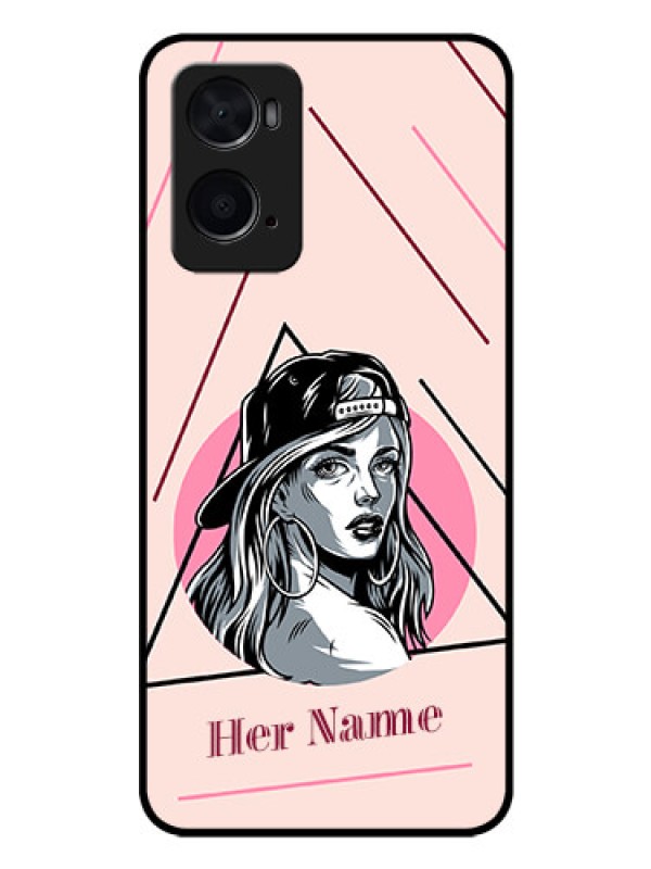 Custom Oppo A96 Personalized Glass Phone Case - Rockstar Girl Design