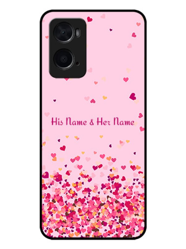Custom Oppo A96 Photo Printing on Glass Case - Floating Hearts Design