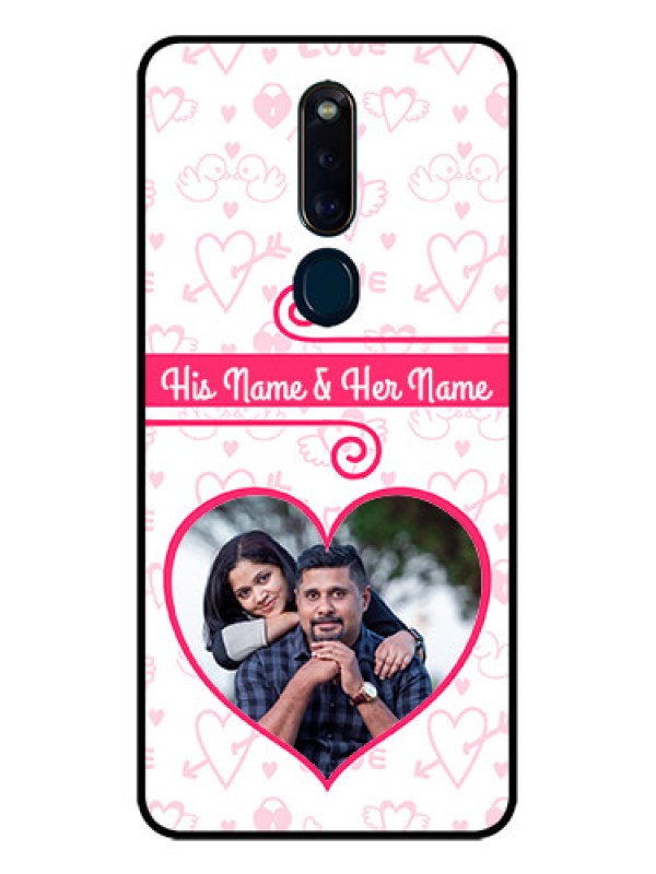 Custom Oppo F11 Pro Personalized Glass Phone Case  - Heart Shape Love Design