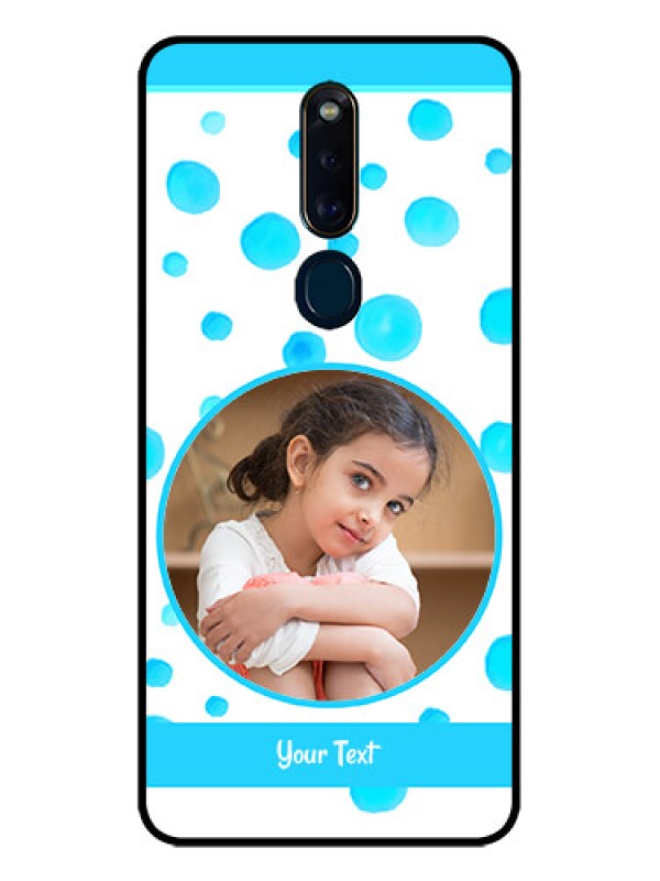 Custom Oppo F11 Pro Photo Printing on Glass Case  - Blue Bubbles Pattern Design