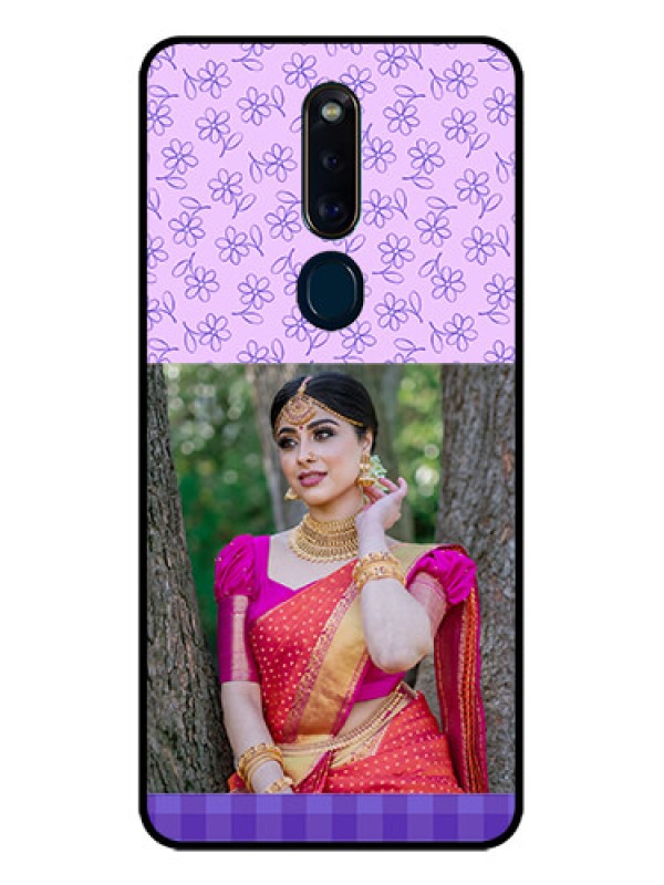 Custom Oppo F11 Pro Custom Glass Phone Case  - Purple Floral Design